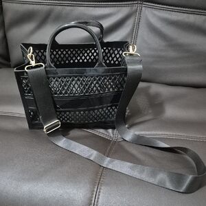 Boxy Tote Pvc Or Rubber Super Cute Black Women's Handbag